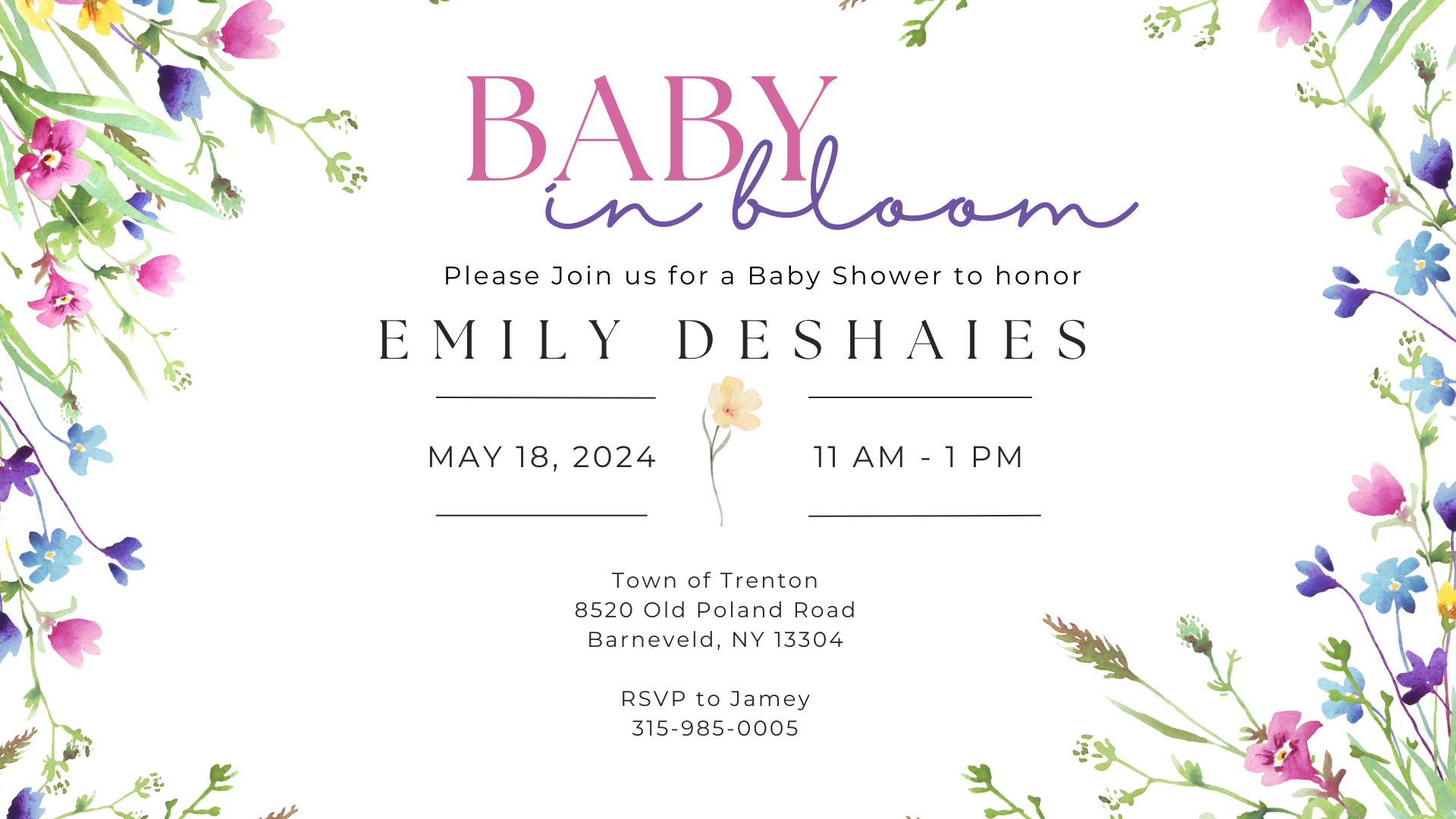 Baby Shower for Emily Deshaies @ Town of Trenton